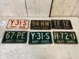 Group of Vintage 1940's Shorty Ohio License Plates