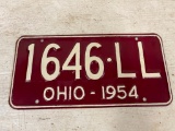 Vintage 1954 Ohio License Plate
