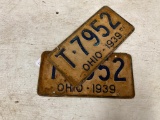 Set of Vintage 1939 Ohio License Plates
