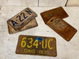 Three Sets of Vintage 1930's Shorty Ohio License Plates