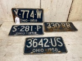 Group of Vintage 1958 Ohio License Plates