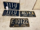 Group of Vintage 1958 Ohio License Plates