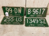 Group of Vintage 1961 Ohio License Plates
