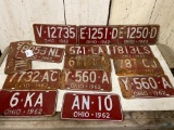 Group of Vintage 1962 Ohio License Plates
