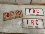 Three Vintage 1968 Ohio License Plates
