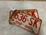 Set of Vintage 1959 Ohio License Plates