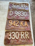 Group of 4 Vintage '57 Ohio License Plates Not Matching