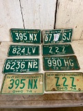 Group of 8- '73 & '74 Vintage Ohio License Plates