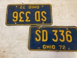 Matching Set of '72 Vintage Ohio License Plates