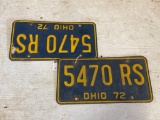 Matching Set of '72 Vintage Ohio License Plates