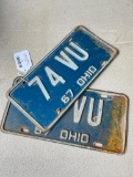 Pair of '67 Vintage Ohio Matching License Plates
