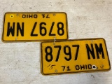 Matching Set of '71 Vintage Ohio License Plates