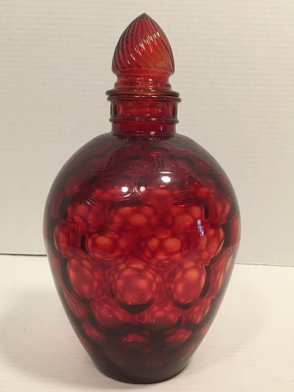 Vintage Ruby Red Honeycomb Decanter