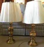 Pair of Gold Tone Lamps w/Shades