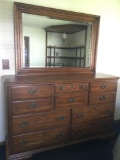 Kincaid Governor's Oak Dresser w/Mirror & 10 Drawers