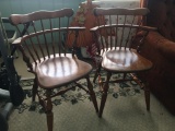Pair of Vintage Ethan Allen Heirloom Comb Back Mates Chairs