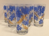 Set of 8 Vintage Leaf Print Cocktail Glasses