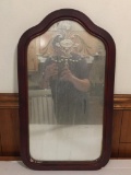 Vintage Wood Framed Etched Mirror
