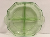 Green Depression Glass Relish Tray