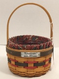Vintage 1997 Longaberger Basket w/Cloth & Plastic Liner