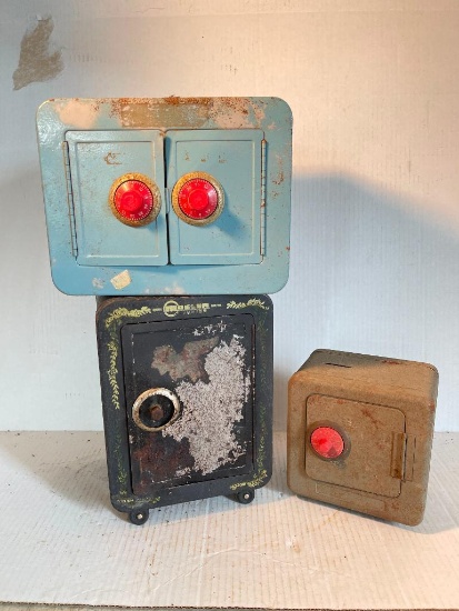 Group of 3 Vintage Metal Toy Combination Safes