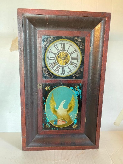 Antique Wall Clock w/Eagle Accent