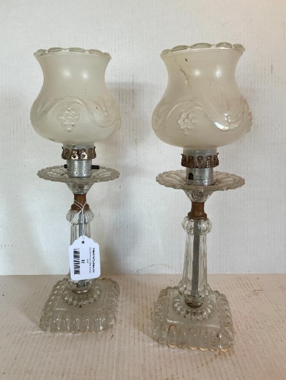 Pair of Electric Glass Lamps