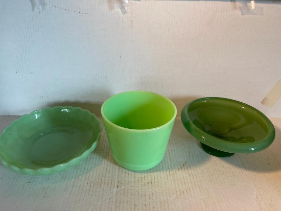 Group of Green Glass Bowls