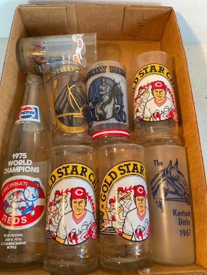 Group of Cincinnati Reds & Kentucky Derby Collectible Drinking Glasses