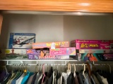 Closet Shelf Lot of Misc Girls Board Games & Model Airplane