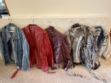 Group of Ladies Denim & Leather Coats Size L