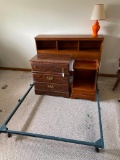 Full Size Headboard and Frame, Nightstand and Fiberboard Chest of Drawers as Pictured