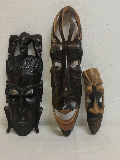 Group of 3 Wood Masks