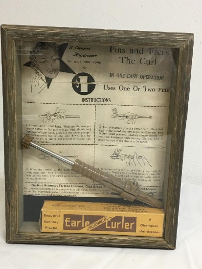 Shadow Display Box of "The Curl" Vintage Curling Device
