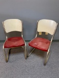 Pair of Vintage, Metal and Chrome Kitchen Chairs