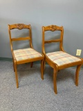 Pair of Vintage, Wood Chairs with Acorn Accents