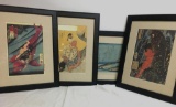 Group of 4 Custom Framed Oriental Prints
