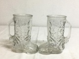 Pair of Glass Boot Mugs