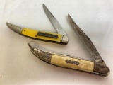 Pair of Vintage Dual Blade Bone Handled Pocket Knives