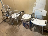 Group of Potty Chairs, Shower Seat and Walker