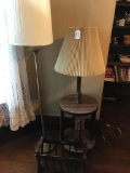 Two Lamps Incl Floor Lamp & Table Lamp w/Shades