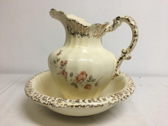 Vintage Porcelain Pitcher & Wash Bowl