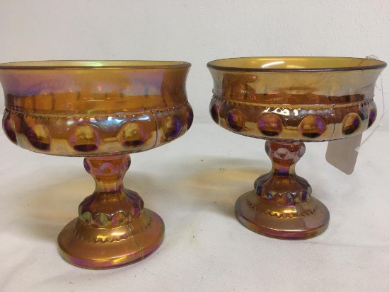 Pair of Raised Carnival Glass Dishes