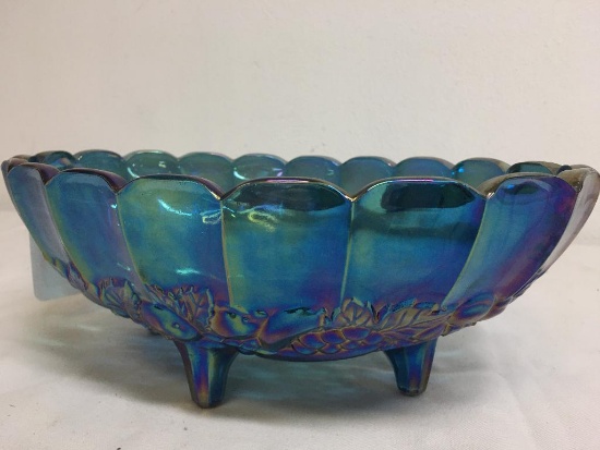 Blue Footed Carnival Glass Bowl