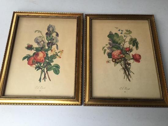 Pair of Framed T. L. Lrevost Floral Prints