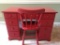 Red Painted Wood Desk with Chair