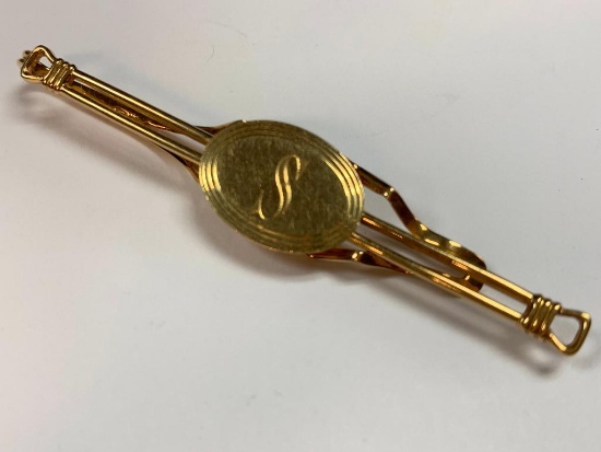 14k Gold Monogram Tie Pin