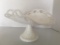 Pedestal Lace Milk Glass Fruit Dish