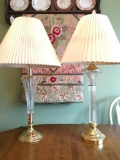 Pair of Glass Lamp w/Shades