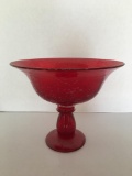 Raised Red Glass Compote